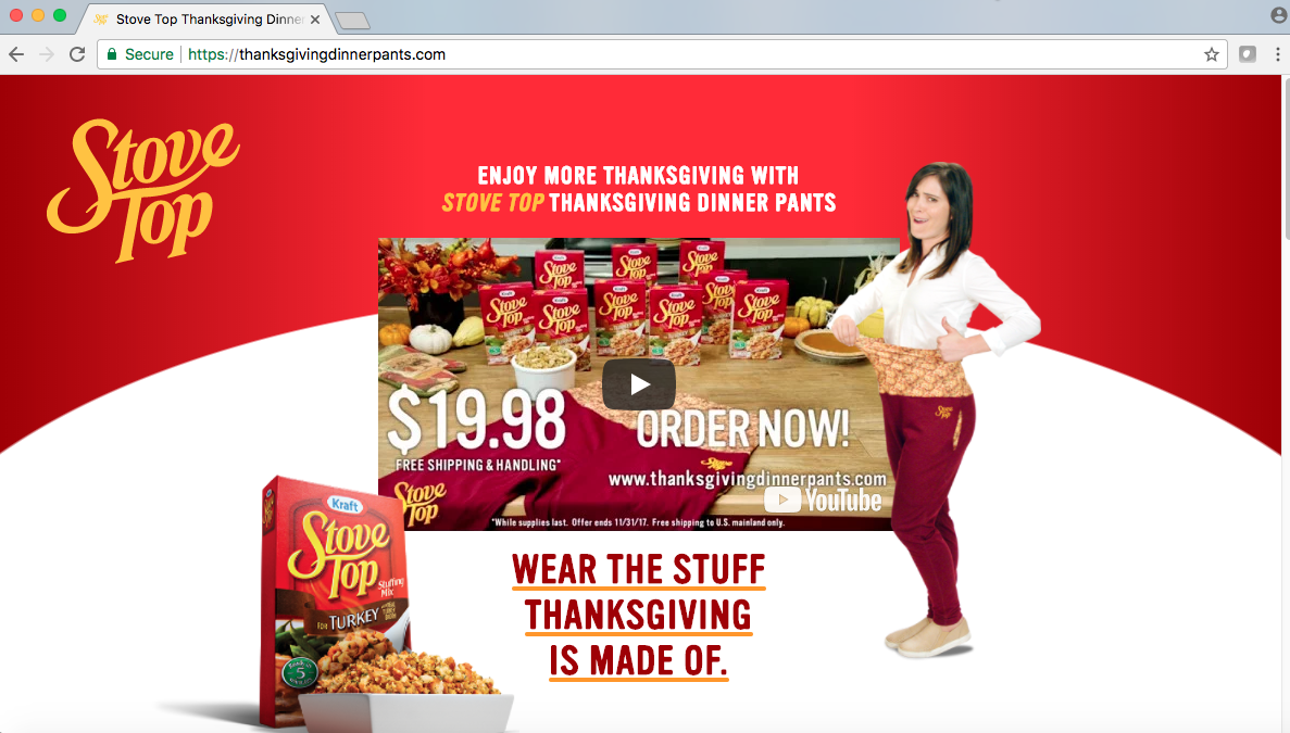 Great Marketing Campaigns | Stovetop Stuffing Thanksgiving Dinner Pants